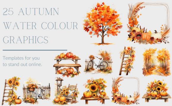 25 Autumn Watercolour Illustrations: Your Seasonal Design Toolkit