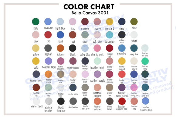 Bella Canvas 3001 Colors: The Ultimate Guide to Your T-Shirt Color Chart