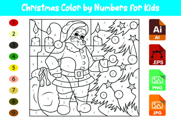 Christmas Color by Numbers for Kids (06): A Festive Design Asset