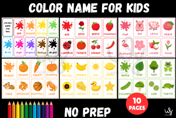 Color Name Flashcards Kids Pencil Style: Beyond the Classroom
