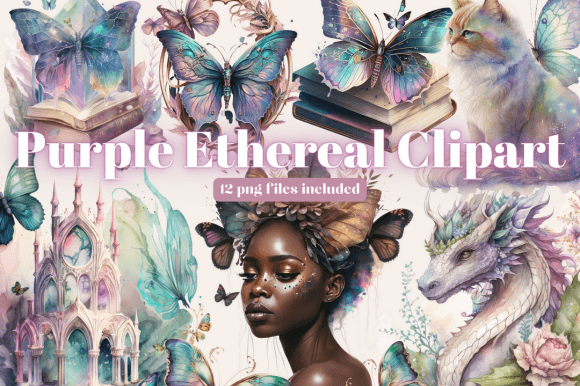 Elevate Your Aesthetic with Watercolour Purple Academia Clipart