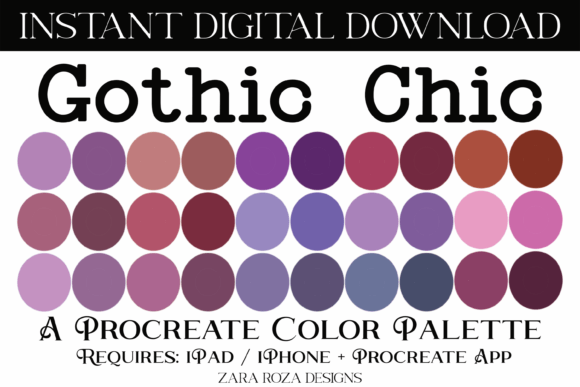 Gothic Chic Procreate Color Palette: Moody Hues for Digital Art