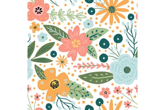 Retro Color Floral Seamless Pattern: Vintage Charm for Modern Designs