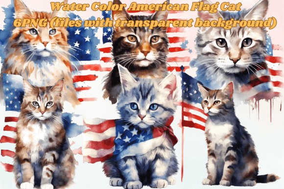 Water Color American Flag Cat: A Unique Blend of Patriotism and Whimsy
