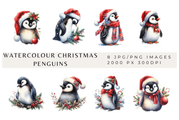 Watercolour Christmas Penguins: A Festive Design Collection