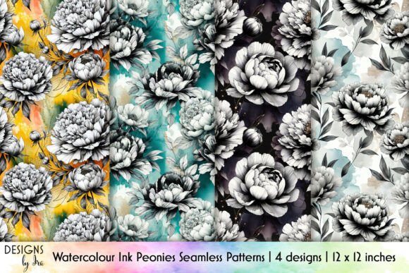 Watercolour Ink Peonies: Elevate Your Projects with Artistic Pattern Design